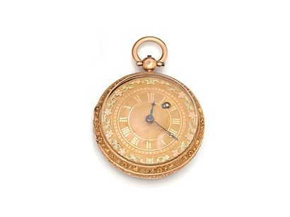 Two-coloured gold verge watch, circa 1840....