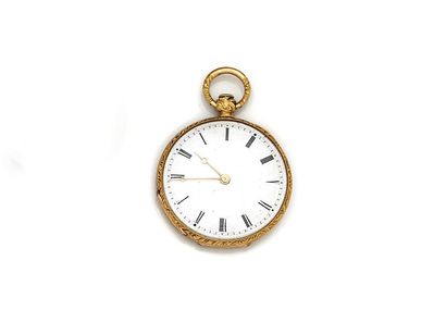 Watch with extra-flat engraved gold cylinder,...