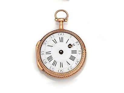 null Two-coloured gold verge watch signed 'Baillon à Paris', circa 1770. White enamel...