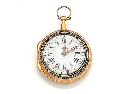 Gilt brass verge watch signed 'Les frères...
