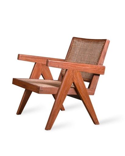 null Pierre JEANNERET (1896-1967) 

Fauteuil dit Easy armchair Teck, cannage?70 x...
