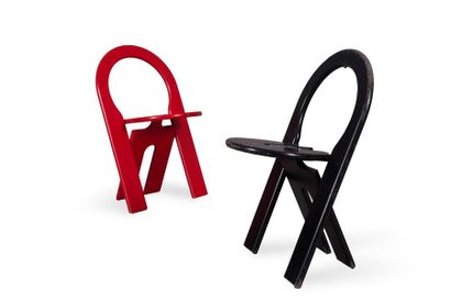 null Roger TALLON (1929-2011) 

2 chaises?Bois?77.5 x 50 x 49 cm. 1977 

