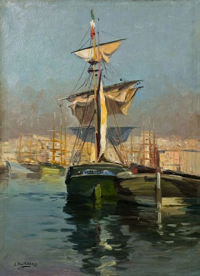 null Louis NATTERO (1870-1915) 

Bateaux dans le port 

Huile sur toile Signée en...