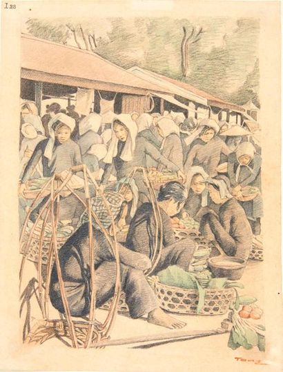 null VIETNAM, School of Gia Dinh, from 1926 to 1940

Vegetable market. (from Bà-Chiêu)

Watercolour...