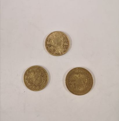 null Monnaie étrangère en or, lot : 

SUISSE, 20 Francs of. 1947

RUSSIE, 10 Roubles....