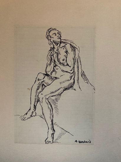null Alfred LOMBARD (1884-1973)

femme nue assise mains jointes

Encre sur papier

Cachet...