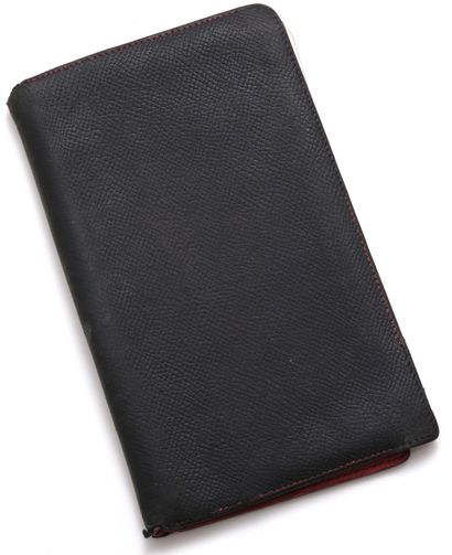 null HERMES Paris made in France: Two-tone black and red leather checkbook holder,...