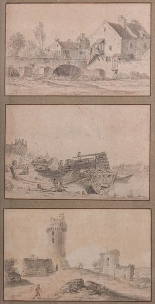null Attributed to Alexis Nicolas PERIGNON (Nancy 1726 - Paris 1782) 

Three landscapes...