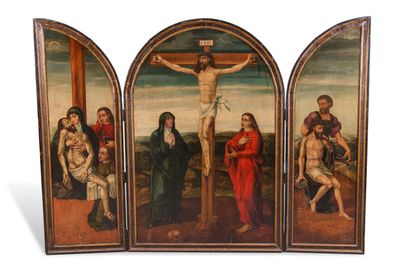 null Spanish school around 1560 

Central panel: The Crucifixion 

Left panel: The...