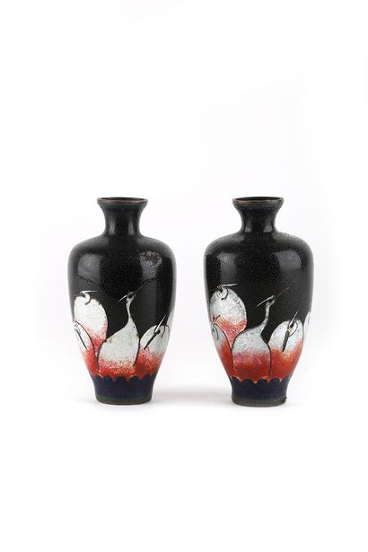 Japan 19th century 
Set of two pairs of cloisonné...