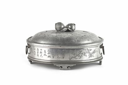 China 19th century 
A large pewter bowl partially...