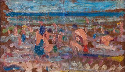 null Moses LEVY (1885-1968) 

On the beach. 1935 

Oil on panel Signed and dated...