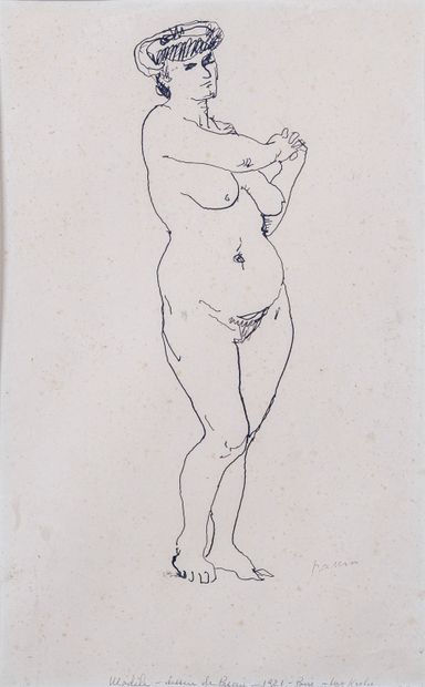 null Jules PASCIN (1885-1930) 

Nude. Circa 1921 

Drawing Signed lower right 30...