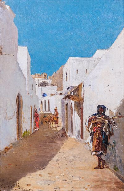 null Emilio SIVILLA TORRES (1845-1894) 

Alley in Tangier 

Oil on canvas Signed...