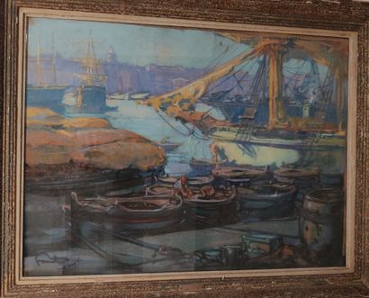 null Louis FORTUNEY (1875-1951)

Le Port de Marseille, 1934

Pastel, signée en bas...