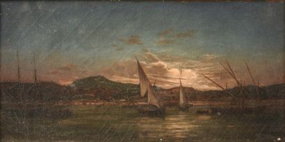 null François Pierre BARRY (1813-1905)

Bateaux à l’entrée du port.

Huile sur toile.

Signée...