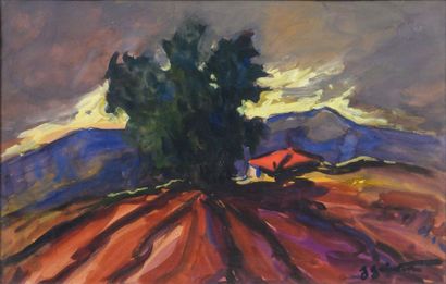 null Jean GUINDON (1883-1976)

Paysage aux grands arbres.

Gouache.

Signée en bas...