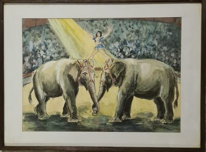 null Charles PIOT (1886-1972)

L'écuyère et les éléphants

Gouache ou aquarelle sur...