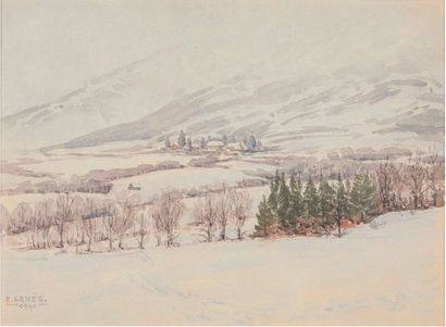 null Eugène SENES (1875-1960)

Vallée et montagne sous la neige.

Aquarelle sur papier

Signée...