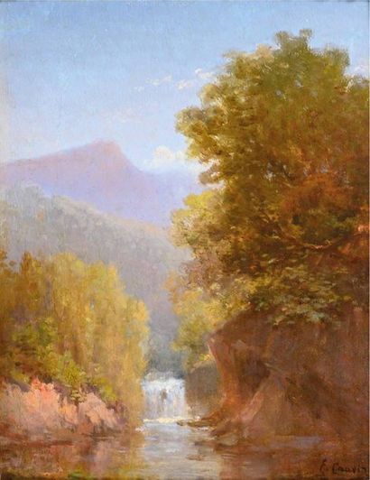 null Edouard Louis CAUVIN (1817-1900)

Paysage à la cascade.

Huile sur carton.

Signée...