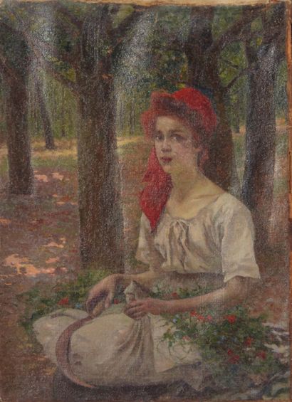 null Michel KOROCHANSKY (1866-1925)

Jeune femme assise en forêt.

Huile sur toile.

Signée...