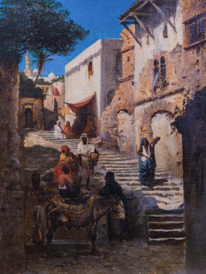 null Louis-Marius GARCIN (1821-1898) 

Ruelle orientale. 1885 

Huile sur toile Signée...