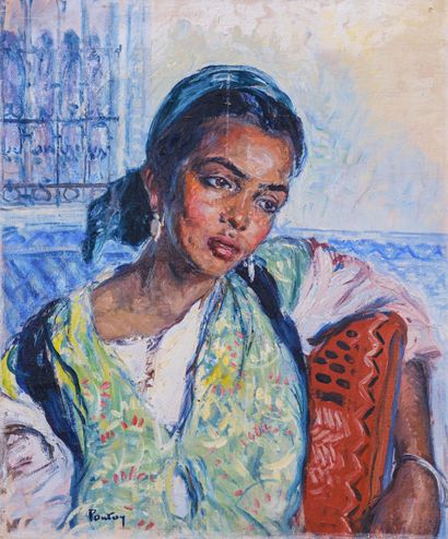 null Henri Jean PONTOY (1888-1968) 

Portrait de femme 

Huile sur toile Signée en...