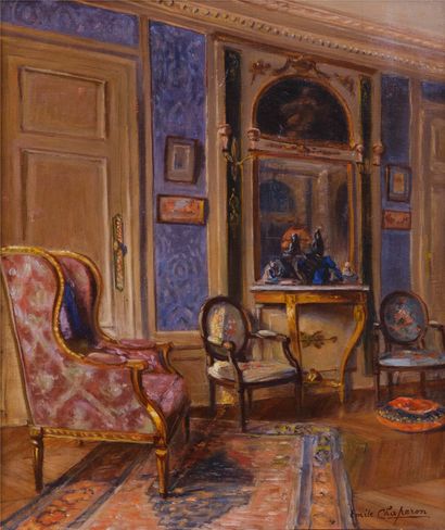 Émile CHAPERON (1868-?) 

Le salon 

Huile...