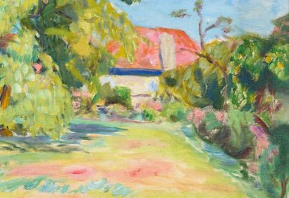  Pierre BONNARD (1867-1947) 
La Maison rouge dans les arbres. Vers 1923 
Huile sur...