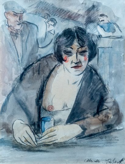 null François Eberl (1887-1962) 

Femme au verre d'absinthe

Aquarelle et rehauts...