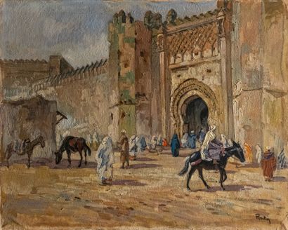 null Henri Jean PONTOY (1888-1968) 

Les remparts de Marrakech 

Huile sur toile Signée...