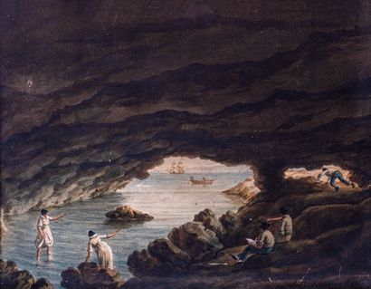 null Antoine ROUX (1765-1835) 

Scène animée dans la grotte des passegrains à Marseille....