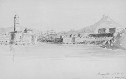 null Ecole provençale du XIXème siècle

L'entrée du port de Marseille. 1862

Lavis...