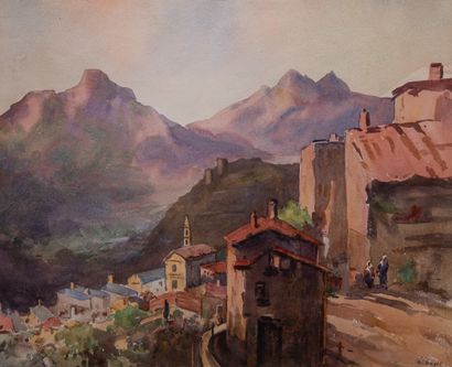 André RAGOT (1894-1971) 
Zilia, Corse 
Aquarelle...