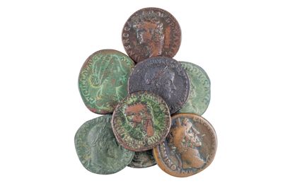 null 8 bronzes : Claudius as, Nero as, Antoninus the Pious sesterce, Lucilla sesterce,...