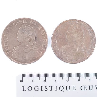 null 2 coins : Louis XV Ecus with olive branches (2 ex.) 1726 A Paris 29,15 gr. and...