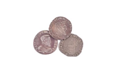 null 3 monnaies : Henri II 1547-1559. Teston 1555 L Bayonne 9,21 gr. Dy 983 var....