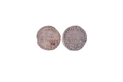 null 2 monnaies : Charles IX 1560-1574. Teston au nom d’Henri II 1561 M Toulouse...