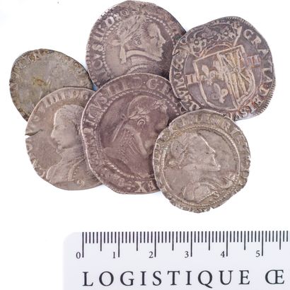 null 6 coins : Charles IX 1560-1574. Double Sol Parisi 1572 M Toulouse 2,38 gr. Dy....