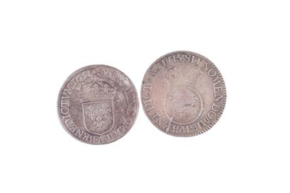 null 2 monnaies : Louis XIV 1643-1715 Ecu à la mèche longue 1651 A Paris 27,17 gr....