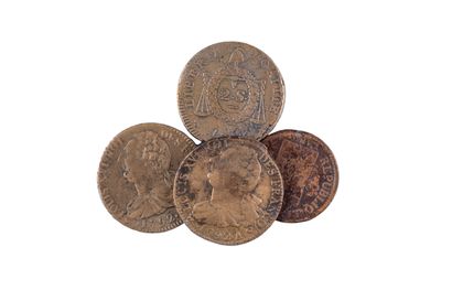 null 4 copper coins : Convention 1792-1795. Sol aux balances 1793 AA Metz 10,08 gr....