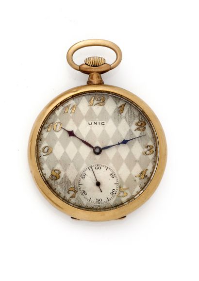 null UNIC

Pocket watch in yellow gold 18K 750 thousandth with mechanical movement.

-...