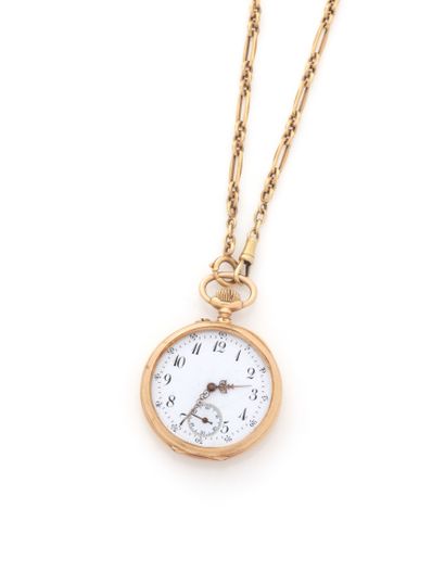 null Pocket watch in yellow gold 18K 750 thousandth with mechanical movement.

-...