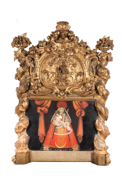 null École de Cuzco

La Vierge en majesté avec le Christ Enfant

Panneau

65 x 90...
