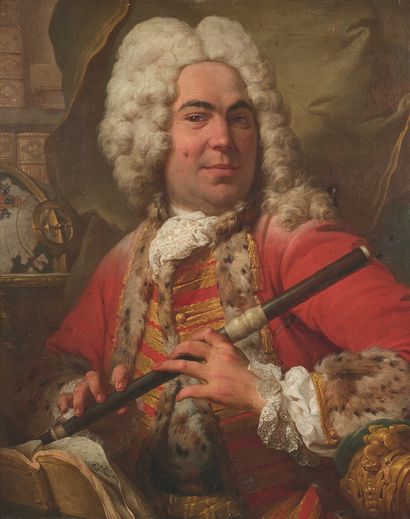 null 
École FRANÇAISE vers 1730

Portrait d’un flûtiste dans son cabinet de travail

Toile

80...
