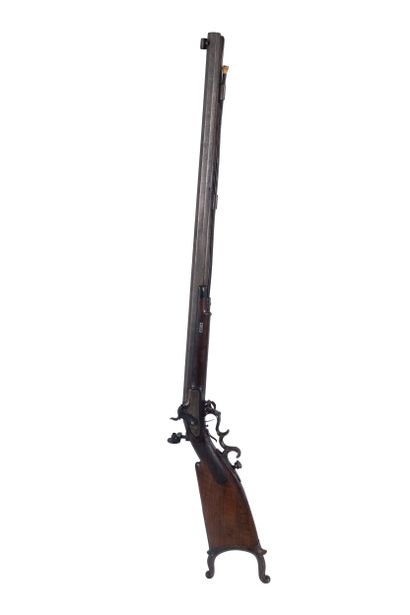 null Swiss percussion rifle, one shot. 

Barrel with sides signed "BOLOMEY A AUBONNE"....