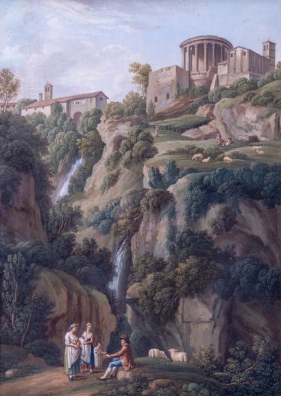 null Ecole suisse de la fin du XVIIIe siècle

Les chutes de Tivoli, avec le temple...