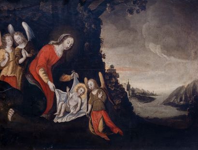 null Flemish school around 1640

Nativity in a landscape

Panel, one board, not parqueted

44,5...