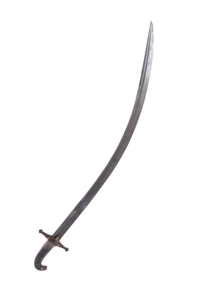 null Shamshir sword. 

Handle with wooden plates (missing) and iron filigree in the...