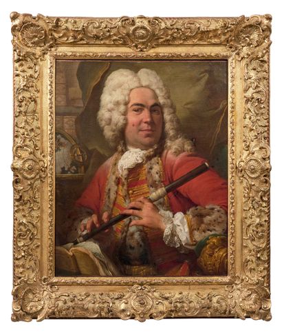 null 
École FRANÇAISE vers 1730

Portrait d’un flûtiste dans son cabinet de travail

Toile

80...